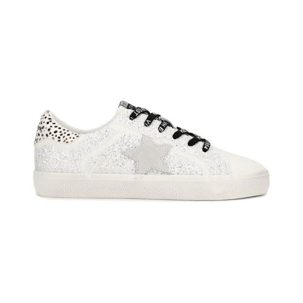 Vintage Havana White Glitter Star Sneakers with Black Laces